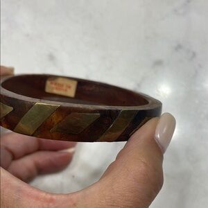 Handcrafted boho wood bangle/ brass inlay design work, made in India, no flaws